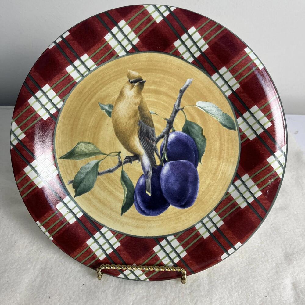 Lenox "Winter Greetings Everyday Tartan" Cedar Waxwing 10 3/4 Dinner Plate